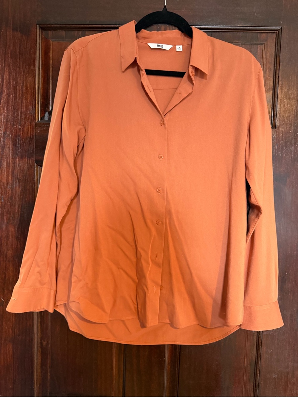 Uniqlo Women's Button-Down Shirt in Rust Orange